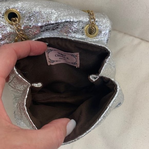 Mini Quilted Silver Leather Chloe K Purse - Picture 6 of 6